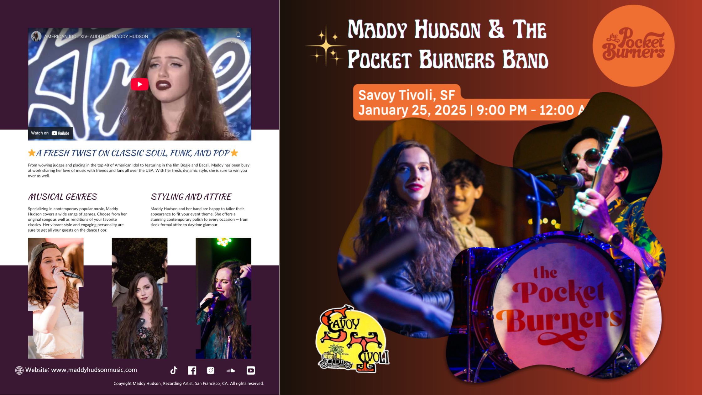 I led a full-scale digital branding project to elevate the online presence of singer Maddy Hudson, an American Idol hopeful, by creating a modern, visually striking website that showcased her artistry and career milestones.